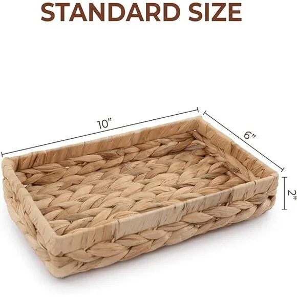 Bathroom Trays for Counter 10" Decorative Rattan Vanity Tray Wicker Storage - Picture 3 of 8